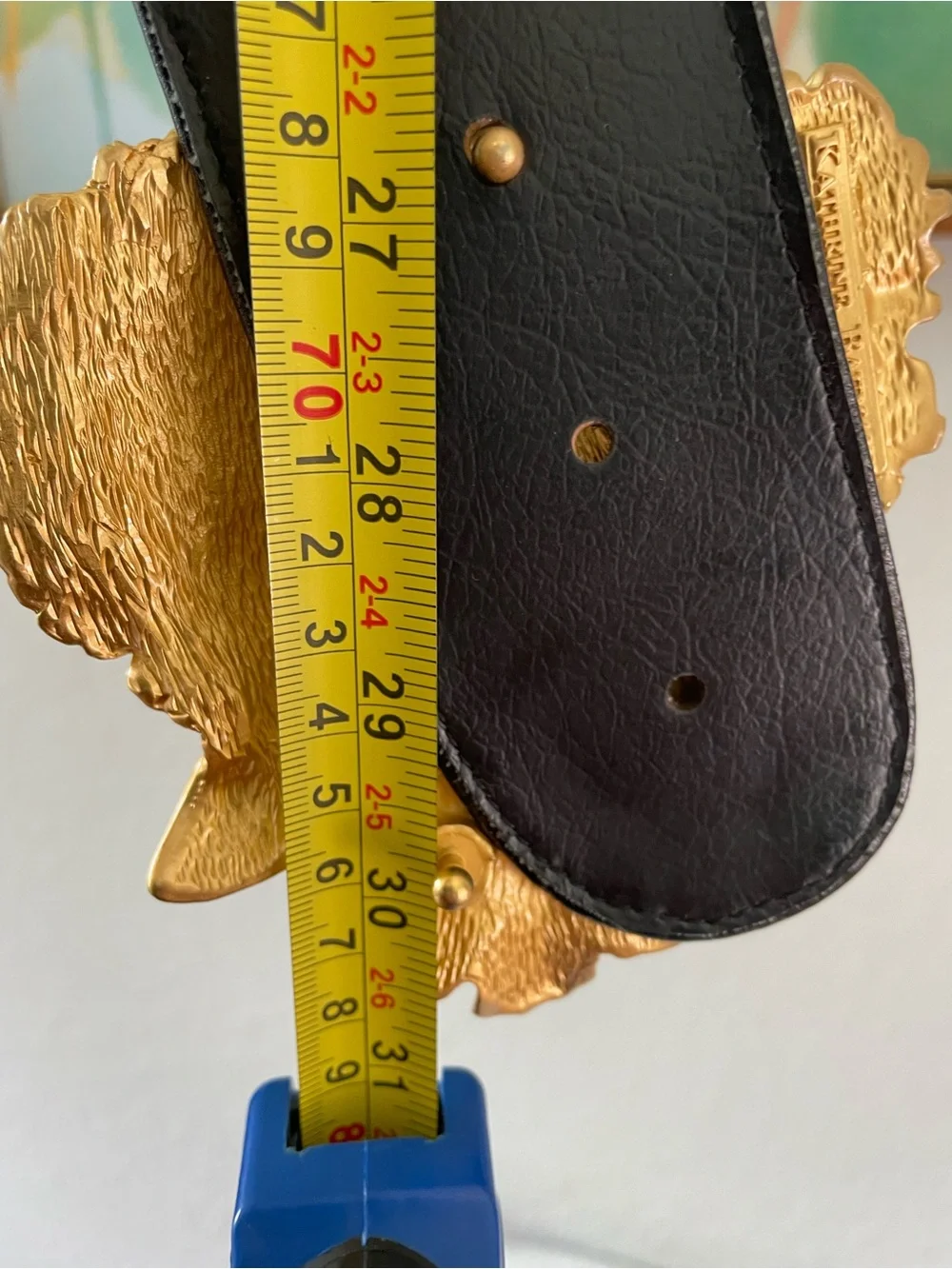 Rare 1994 Kathrine Baumann Beverly Hills Orchid Statement Buckle Leather Belt